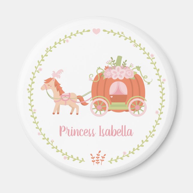 Imã Princesa Pumpkin Carruagem Floral Magnet (Frente)