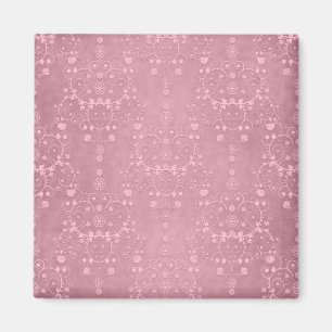 Imã Princesa Rosa Floral Padrão Damasco Feminino