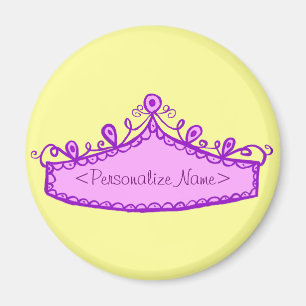 Imã Princesa Tiara, Rosa, Coroa Com Nome Personalizado