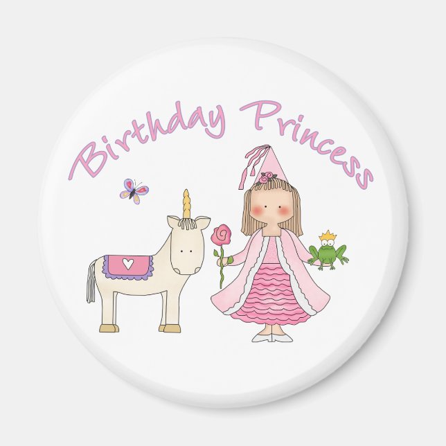 Imã Princesa Unicorn Birthday Girl (Frente)