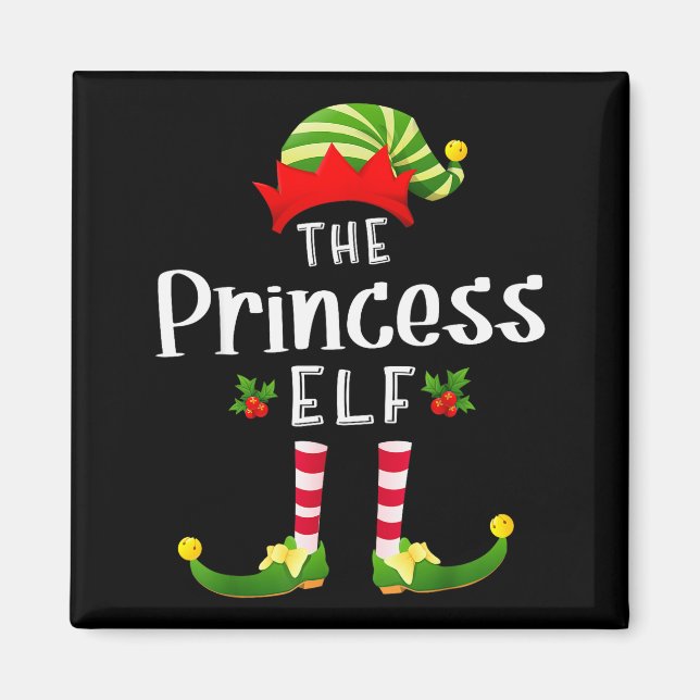 Imã Princess Christmas Elf Matching Pajama X-mas Party (Frente)
