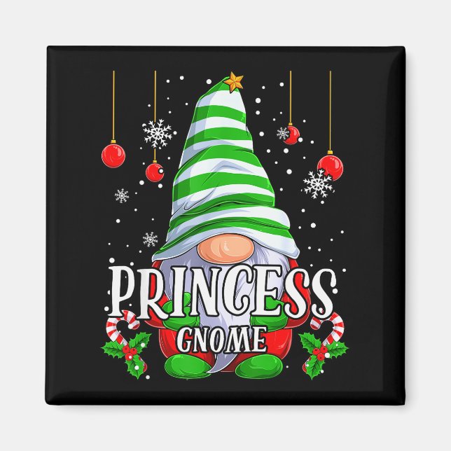 Imã Princess Gnome Christmas Pajamas Matching Family G (Frente)