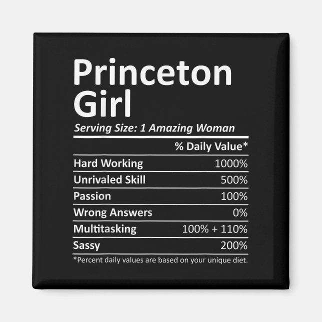 Imã Princeton Girl Nj New Jersey Funny City Home Roots (Frente)