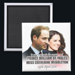 Imã Príncipe William & Kate Royal Wedding Magnet<br><div class="desc">Um tributo ao casal real - Príncipe William e Catherine "Kate" Middleton,  agora o Duque e Duquesa de Cambridge. Celebre o casamento do século e apoie o futuro rei e rainha da Grã-Bretanha!</div>