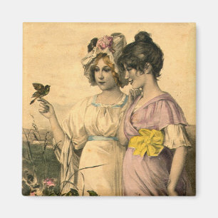 Imã Printempéries Jovens Mulheres Vintage Art