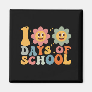 Imã Professor Crianças Retro Groovy 100 Dias de Escola