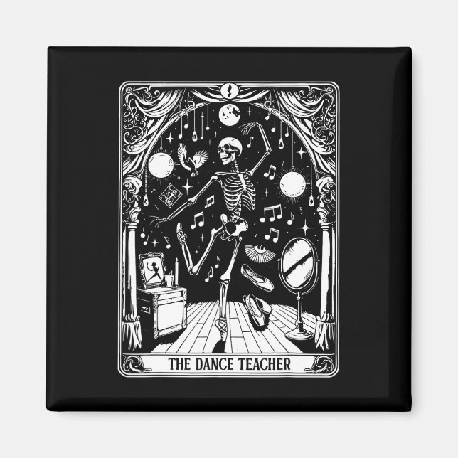 Imã Professor de dança Tarot Card Skeleton Dancing Bal (Frente)