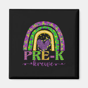 Imã Professor de Mardi Gras Pré-k Krewe Rainbow Leopar