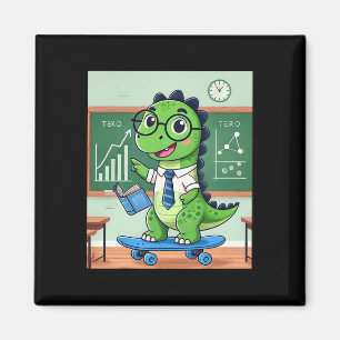 Imã Professor Dinossauro Fofo Andando De Skate Na Sala