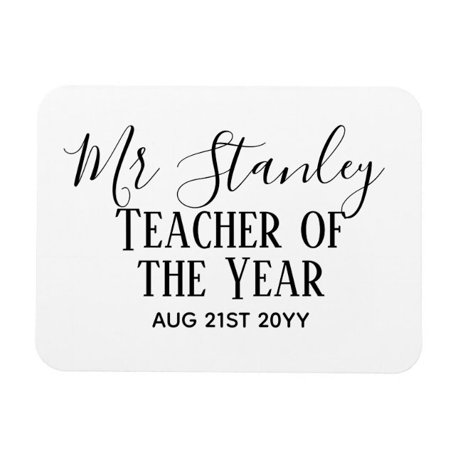 Ímã Professor do Ano Personalizado Texto Moderno Prese (Horizontal)