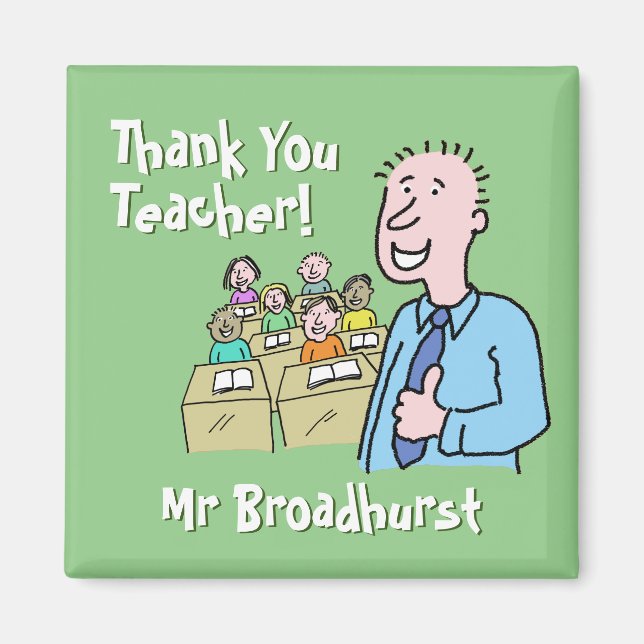 Imã Professor Presente. Obrigado a um professor mascul (Frente)