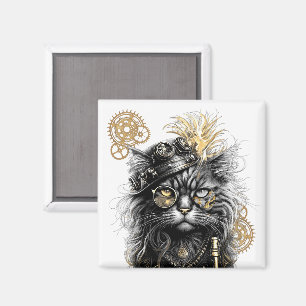 Imã Professor Sprocket-Paws O Gato Steampunk Funky
