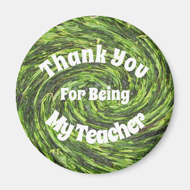 Imã Professora Apreciando Espiral Verde Obrigado (Frente)