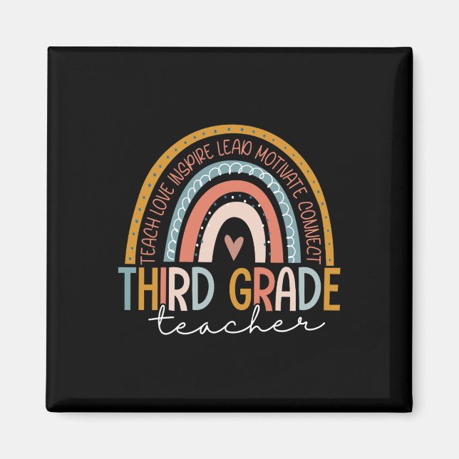 Imã Professora Grau Ensino Amor Inspira Boho Rainbow (Frente)