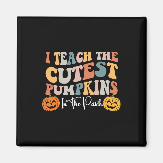Imã Professora Halloween Cutest Pumpkins Retro Profess (Frente)