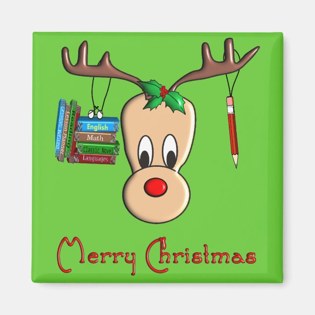 Imã Professora Reindeer de Natal — Presentes Adoráveis (Frente)