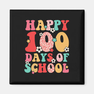 Imã Professores Crianças Retro Groovy 100 Dias Feliz 1