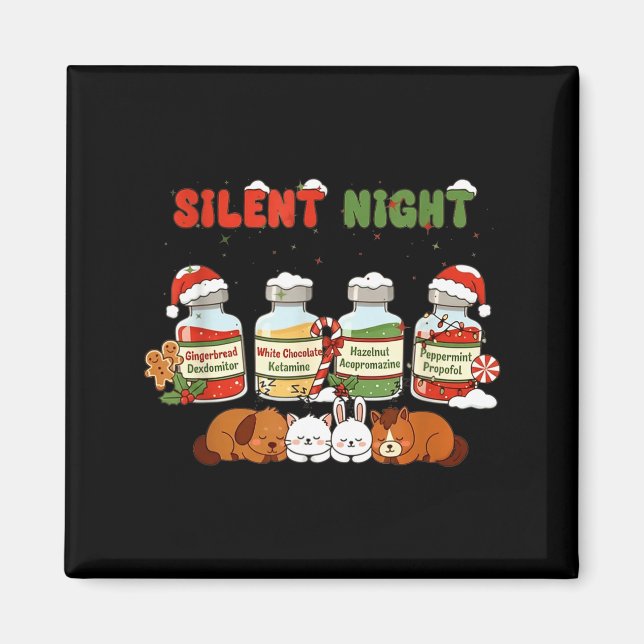 Imã Profol Silent Night Funny Vet Tech Christmas  (Frente)