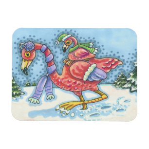 ÍMÃ profundo do NATAL da neve dos flamingos
