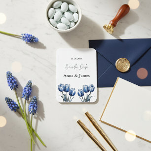 Ímã Programa de Casamento de Tulipas Azul Delft