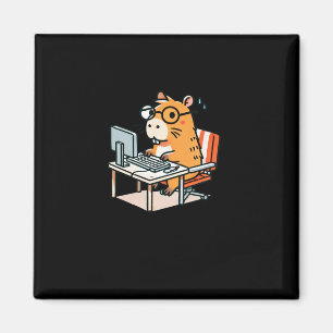 Imã Programador Capybara A Trabalhar No Pente Do Compu