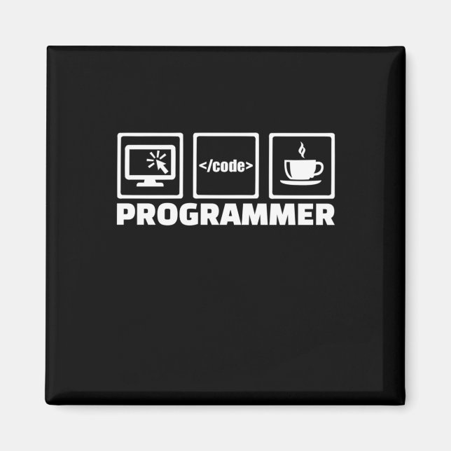 Imã Programador Escreve Código E Bebe Café (Frente)