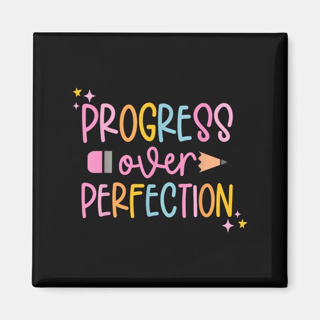 Imã Progress Over Perfection Motivational Back To Scho (Frente)
