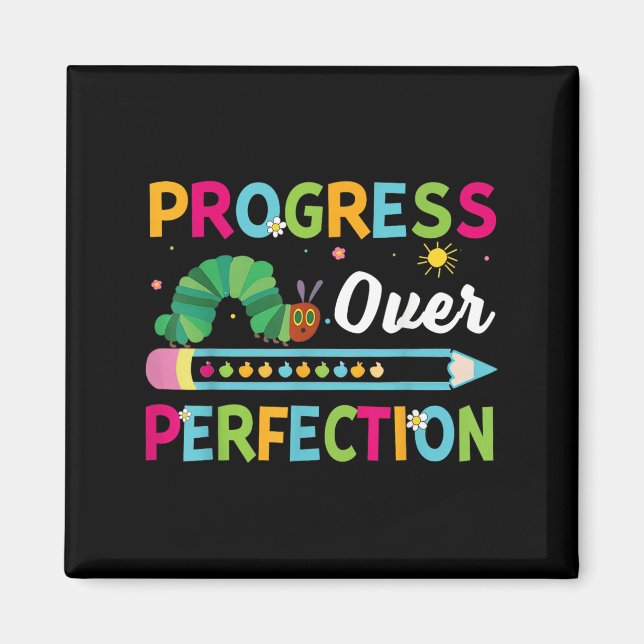 Imã Progress Over Perfection Motivational Quote Studen (Frente)