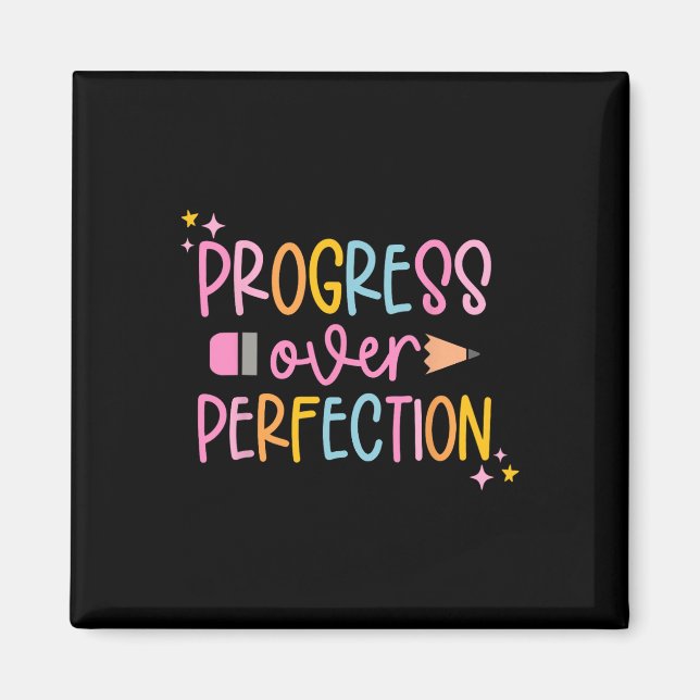 Imã Progresso Sobre Motivação Perfeição De Volta à Esc (Frente)