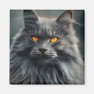Imã Projeto de Retrato de Majestoso Gato de Cabelo Lon