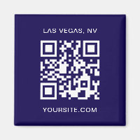 Promo de código QR moderno, azul escuro e branco