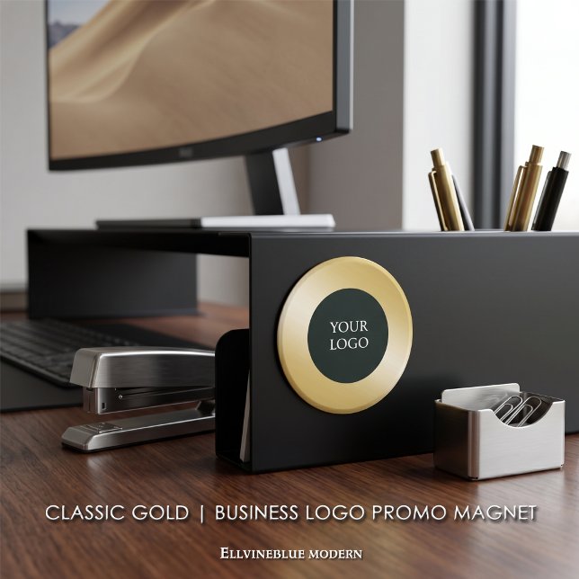 Imã Promo de Logotipo Empresarial Ouro Clássico (Classic Gold Magnet | A polished layout created to showcase your logo. )