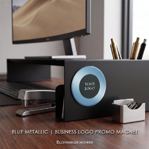 Imã Promoção de Logotipo Empresarial Metálico Azul