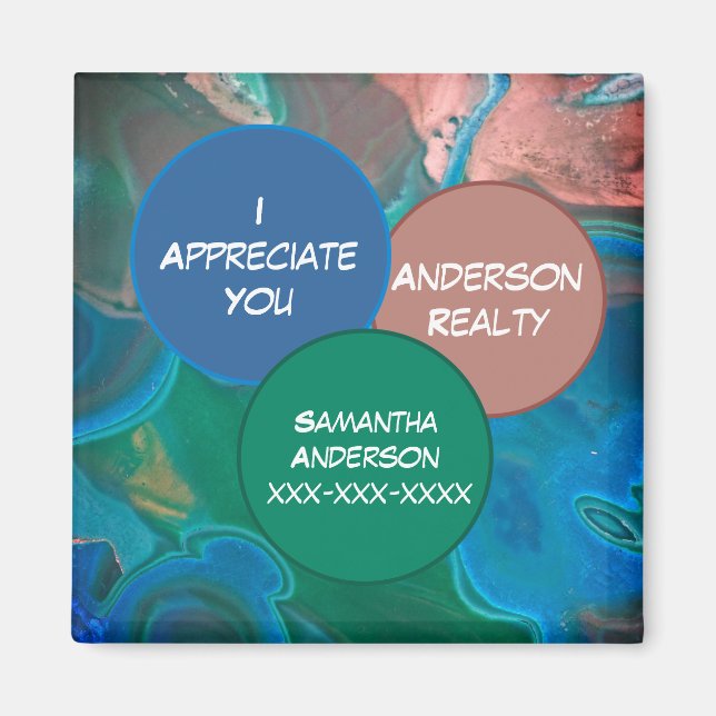 Imã Promoção de Negócios do Realtor Obrigados Blue Gem (Frente)