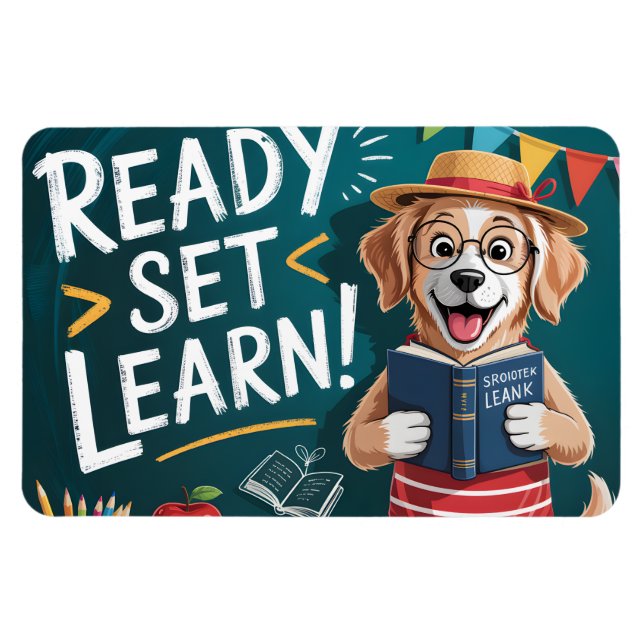 Ímã Pronto Aprender Cachorro Professor Volta às Aulas  (Horizontal)