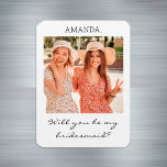 Ímã Proposta de Bridesmaid de Foto Personalizada Moder<br><div class="desc">Íman de proposta moderno personalizado da madrinha com um nome e texto editáveis. Faça seu casamento especial com uma alternativo "você será minha dama de honra?" proposta para seus namoradas.</div>