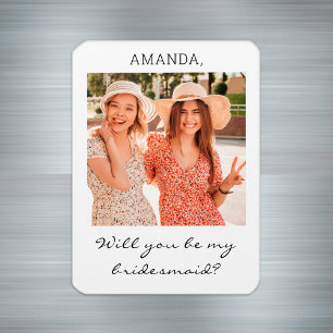 Ímã Proposta de Bridesmaid de Foto Personalizada Moder