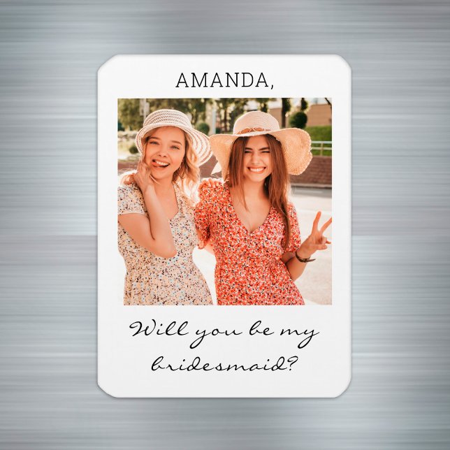 Ímã Proposta de Bridesmaid de Foto Personalizada Moder (Modern Personalized Photo Bridesmaid Proposal Magnet
)