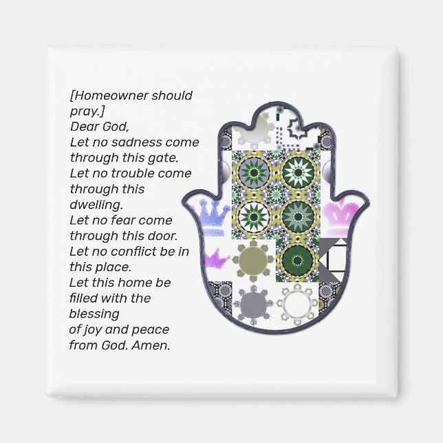 Imã Proprietário do Magnet 1 da Mão Khamsa Quadrada (Frente)