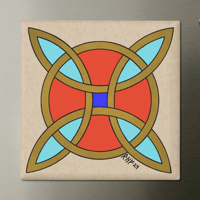 Imã Proteção Nórdica contra Witchcraft ou Witch's Knot (Nordic Protection from Witchcraft or Witch's Knot Magnet on Steel Fridge)