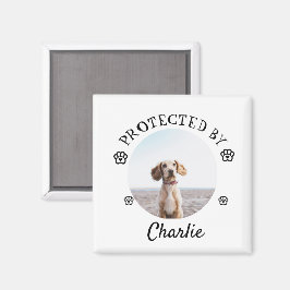 Imã Protected By Dog Photo Paw Print Design