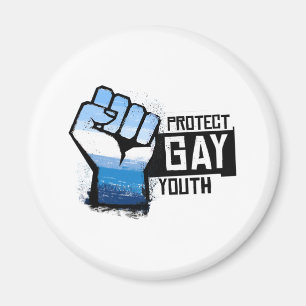 Imã Proteja a Juventude Gay - Punho Orgulho Azul