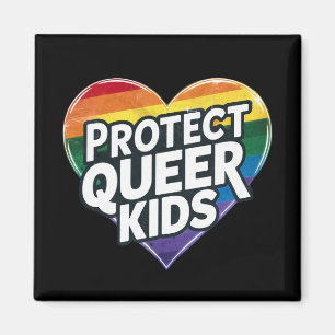 Imã Proteja Crianças Queer Coração Arco-íris Orgulho