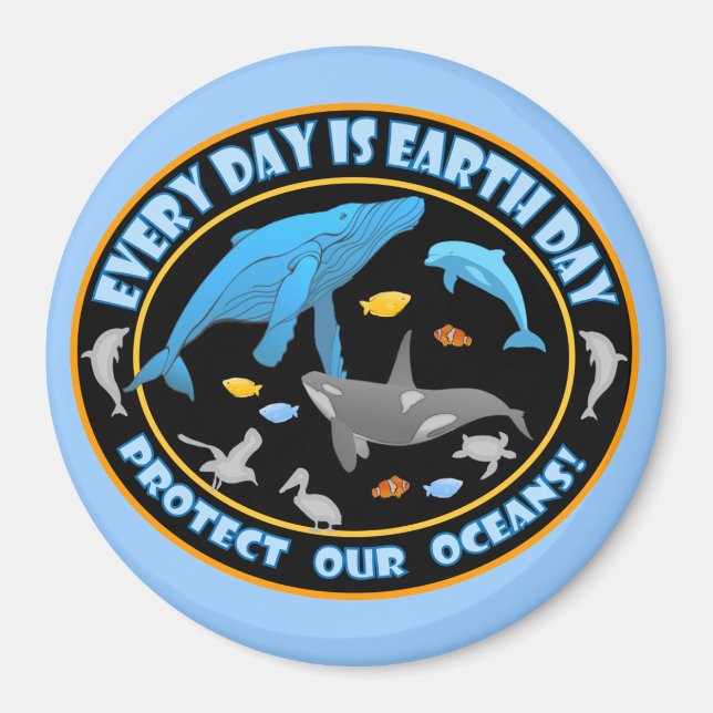 Imã Proteja Nossos Oceanos Dia da Terra (Frente)