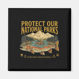Imã Proteja nossos parques nacionais design retrô vint