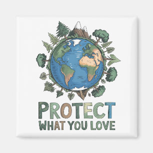 Imã Proteja o que você ama" Design da Terra ambiental