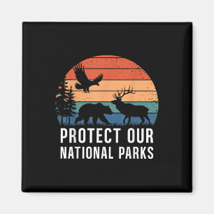 Imã Proteja os nossos parques nacionais - Retro Wildli