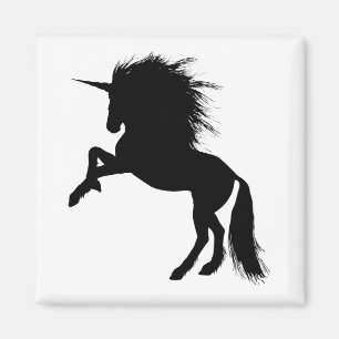 Imã Proud Black Unicorn Silhouette Fantasy Animal, ZKA