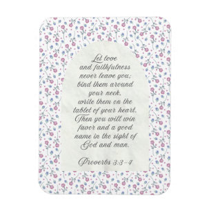 Ímã Provérbios 3:3–4 Escritura Floral 