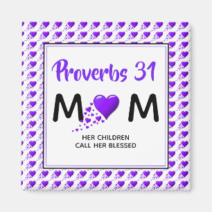 Imã PROVERBS 31 MOM Dia de as mães de Corações Roxo